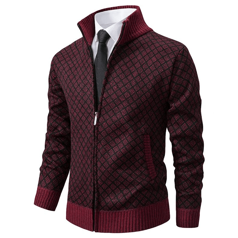 Windsor Diamond-Knit Zip Cardigan