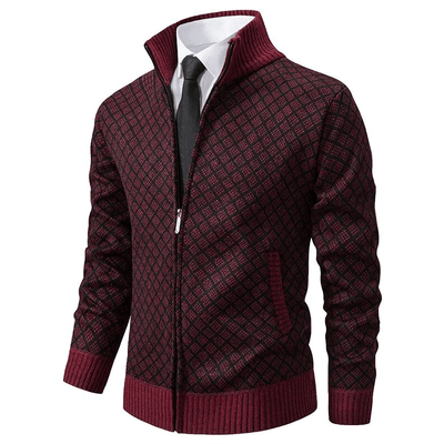 Windsor Diamond-Knit Zip Cardigan