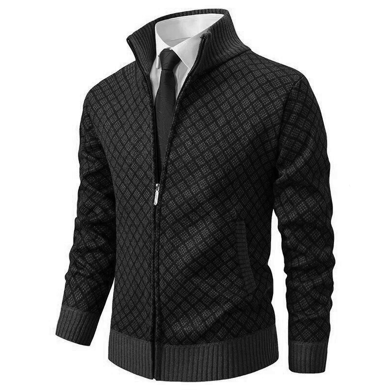 Windsor Diamond-Knit Zip Cardigan