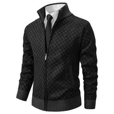 Windsor Diamond-Knit Zip Cardigan
