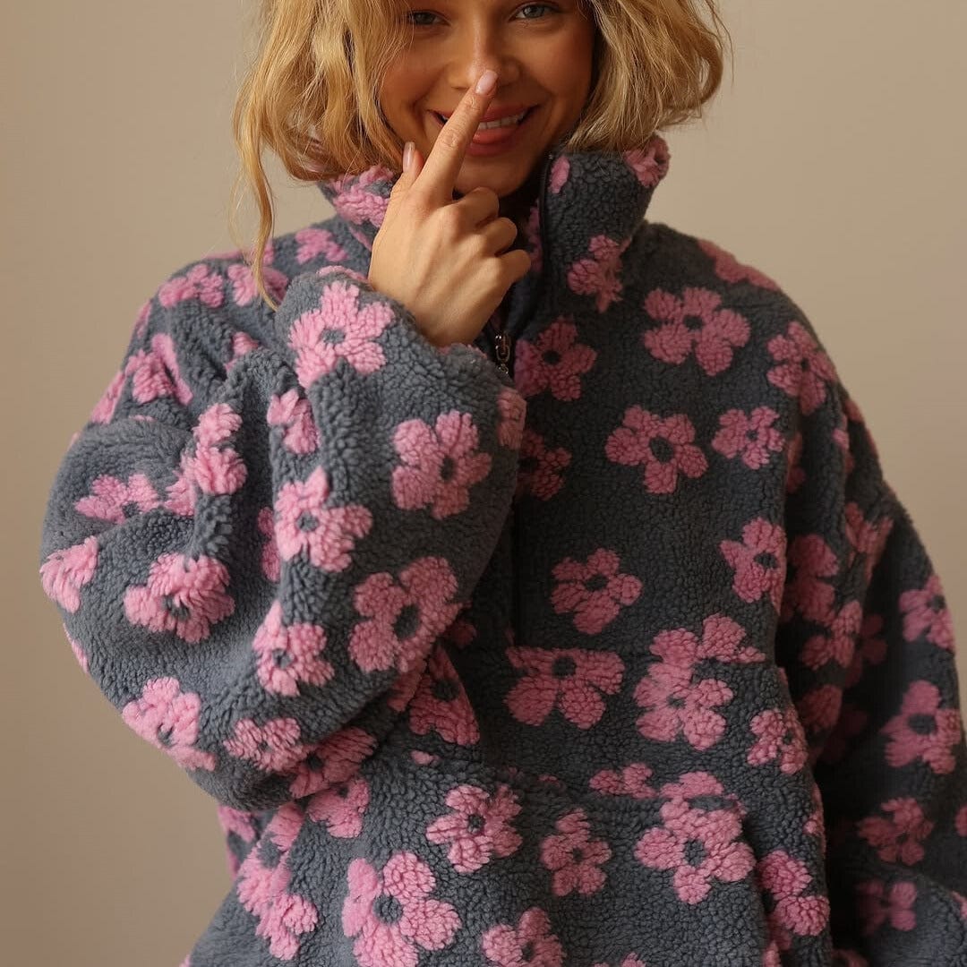 Marlen Flower Print Zip Jacket