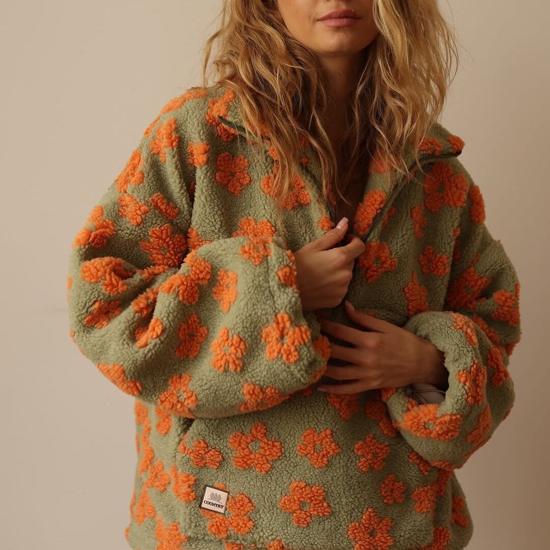 Marlen Flower Print Zip Jacket