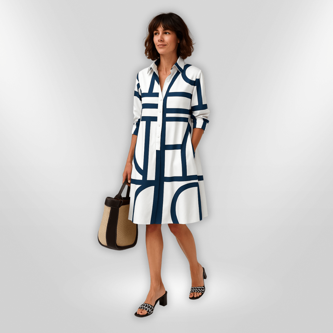 Helena Geometric Midi Dress