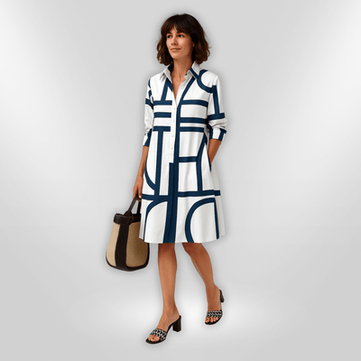 Helena Geometric Midi Dress