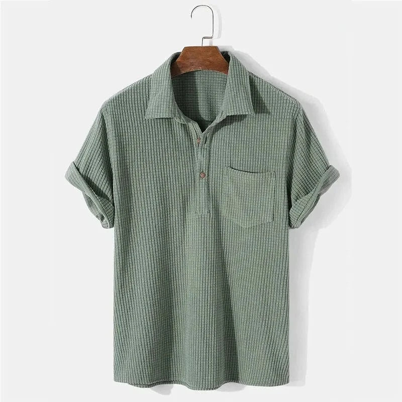 Marlo Waffle-Knit Polo Shirt
