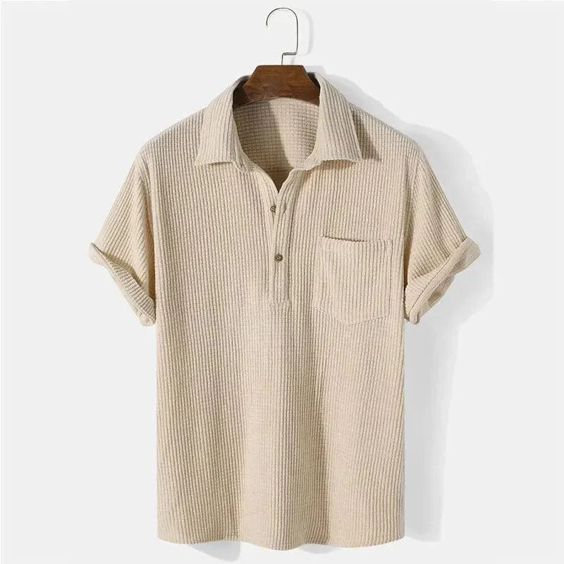 Marlo Waffle-Knit Polo Shirt