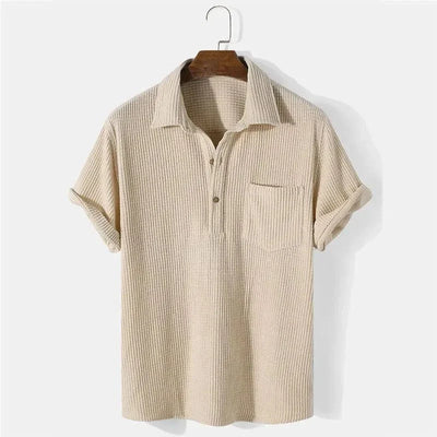 Marlo Waffle-Knit Polo Shirt