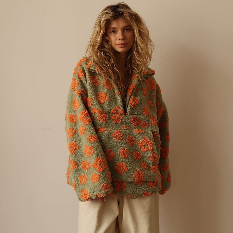 Marlen Flower Print Zip Jacket