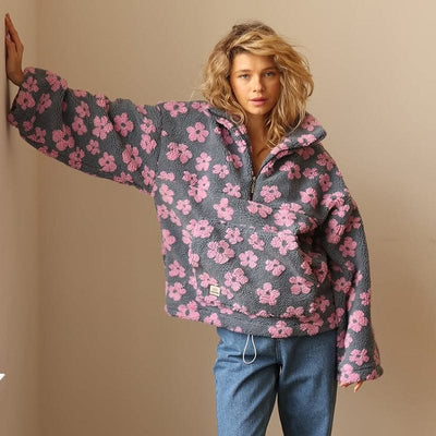 Marlen Flower Print Zip Jacket