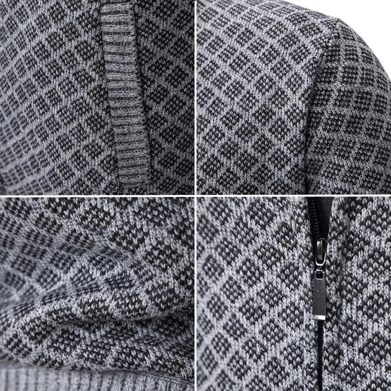 Windsor Diamond-Knit Zip Cardigan