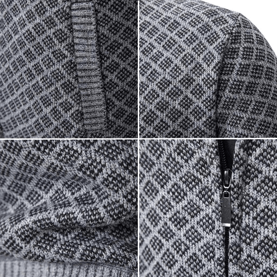Windsor Diamond-Knit Zip Cardigan