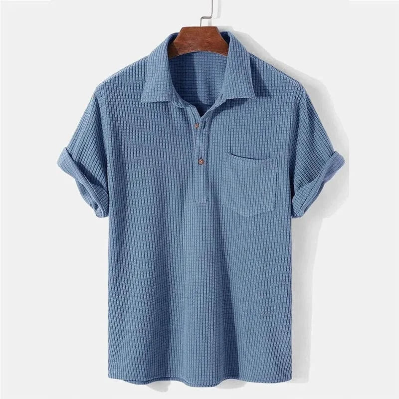 Marlo Waffle-Knit Polo Shirt