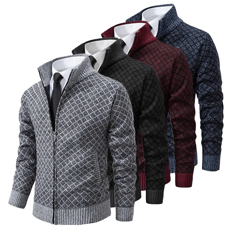 Windsor Diamond-Knit Zip Cardigan
