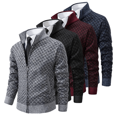 Windsor Diamond-Knit Zip Cardigan